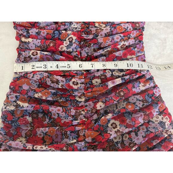NWT Zara Floral Puff Sleeve Ruched Mini Dress Size XS - Picture 16 of 16